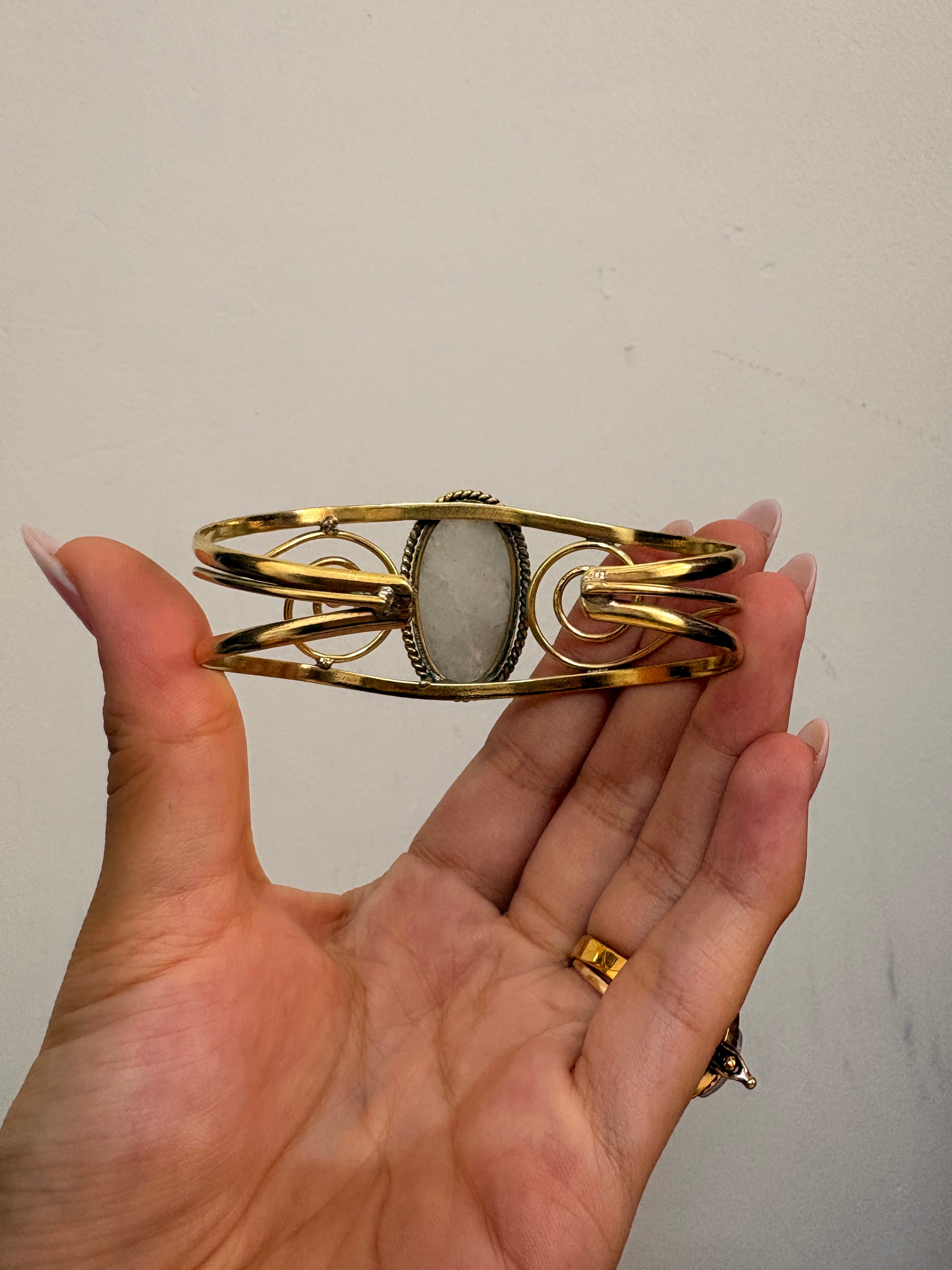Arm cuff and hand cuff  natural stones