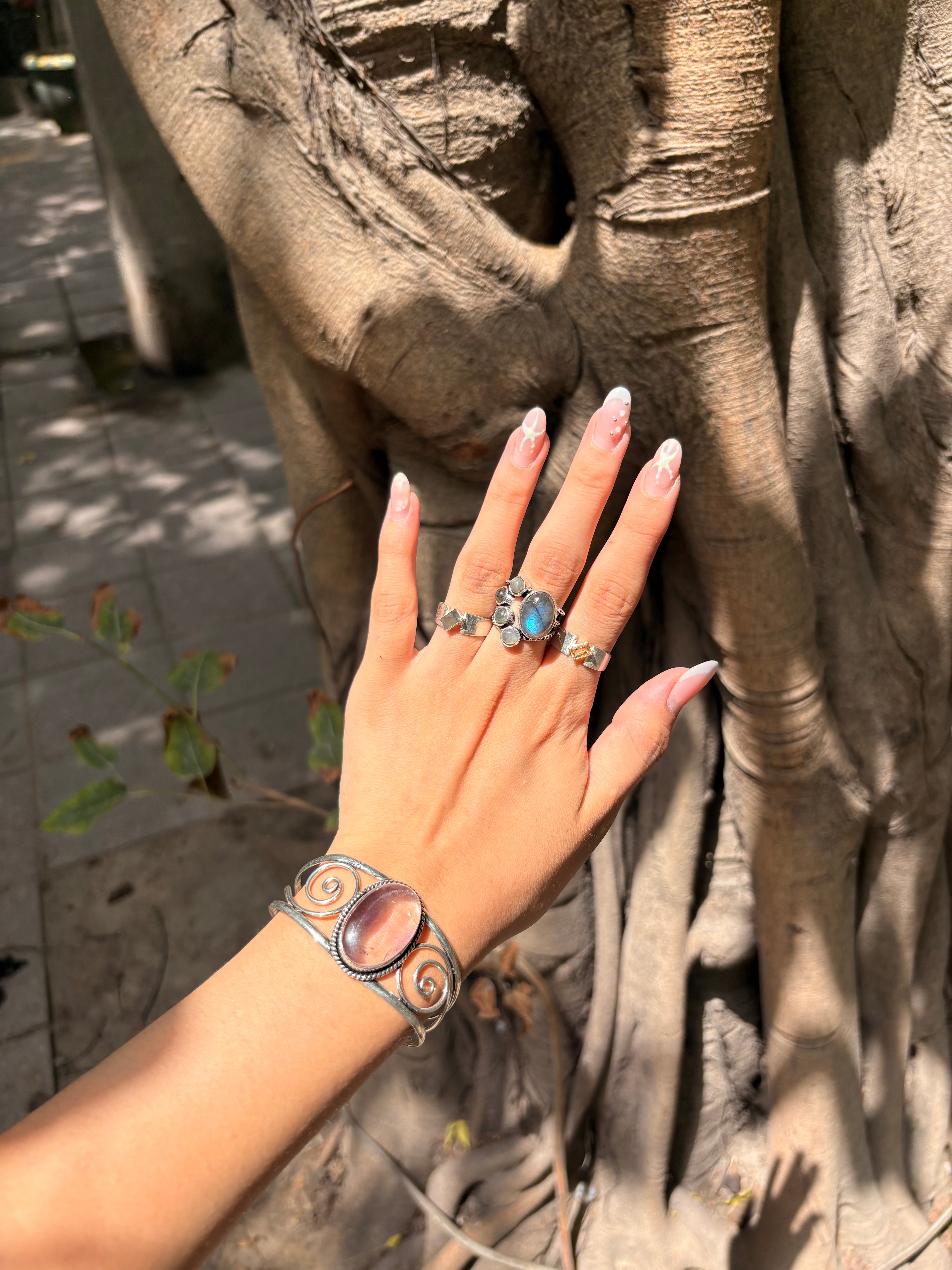 Clear purple stone arm cuff