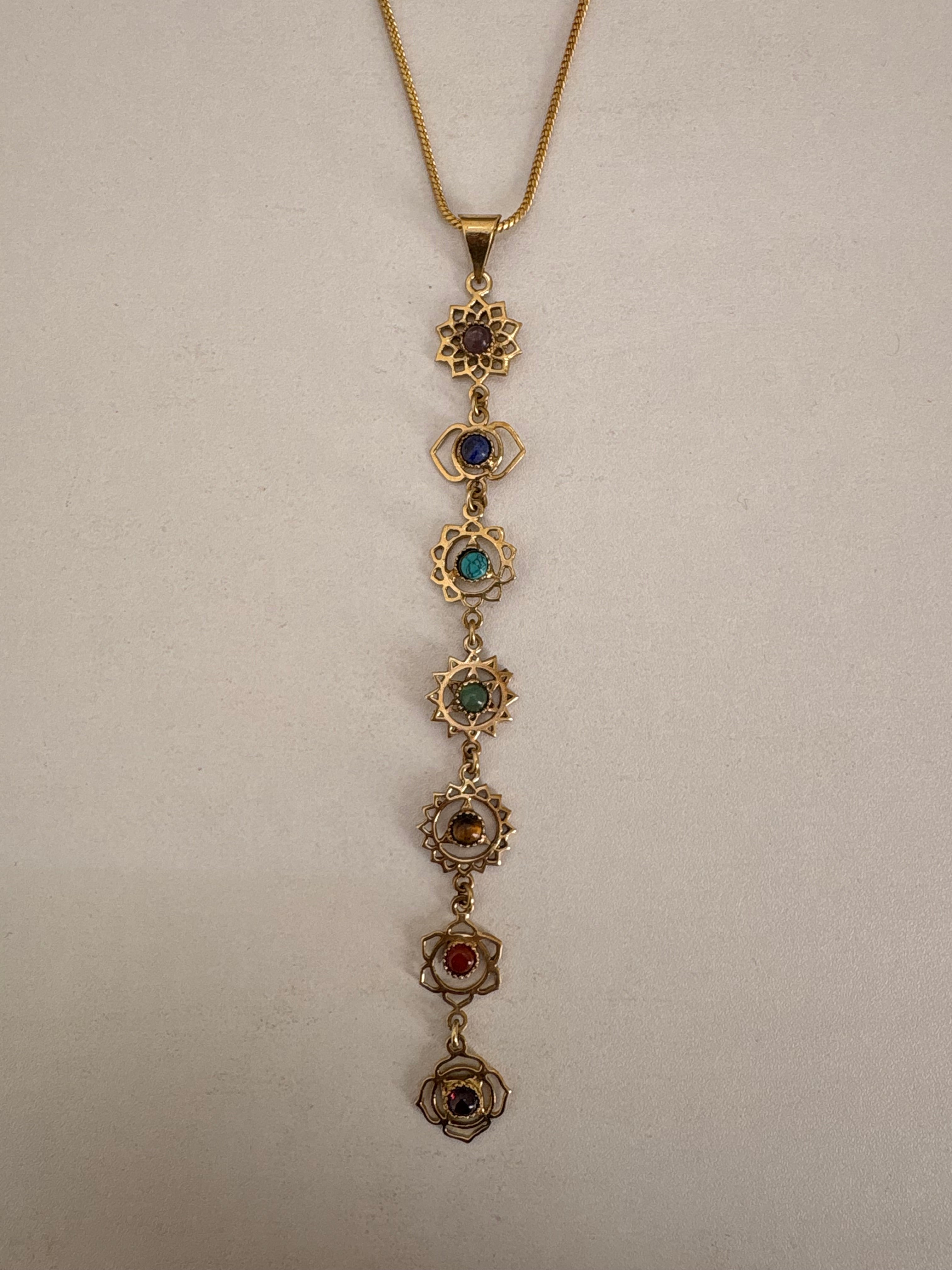 7 chakras inspire necklace natural stones