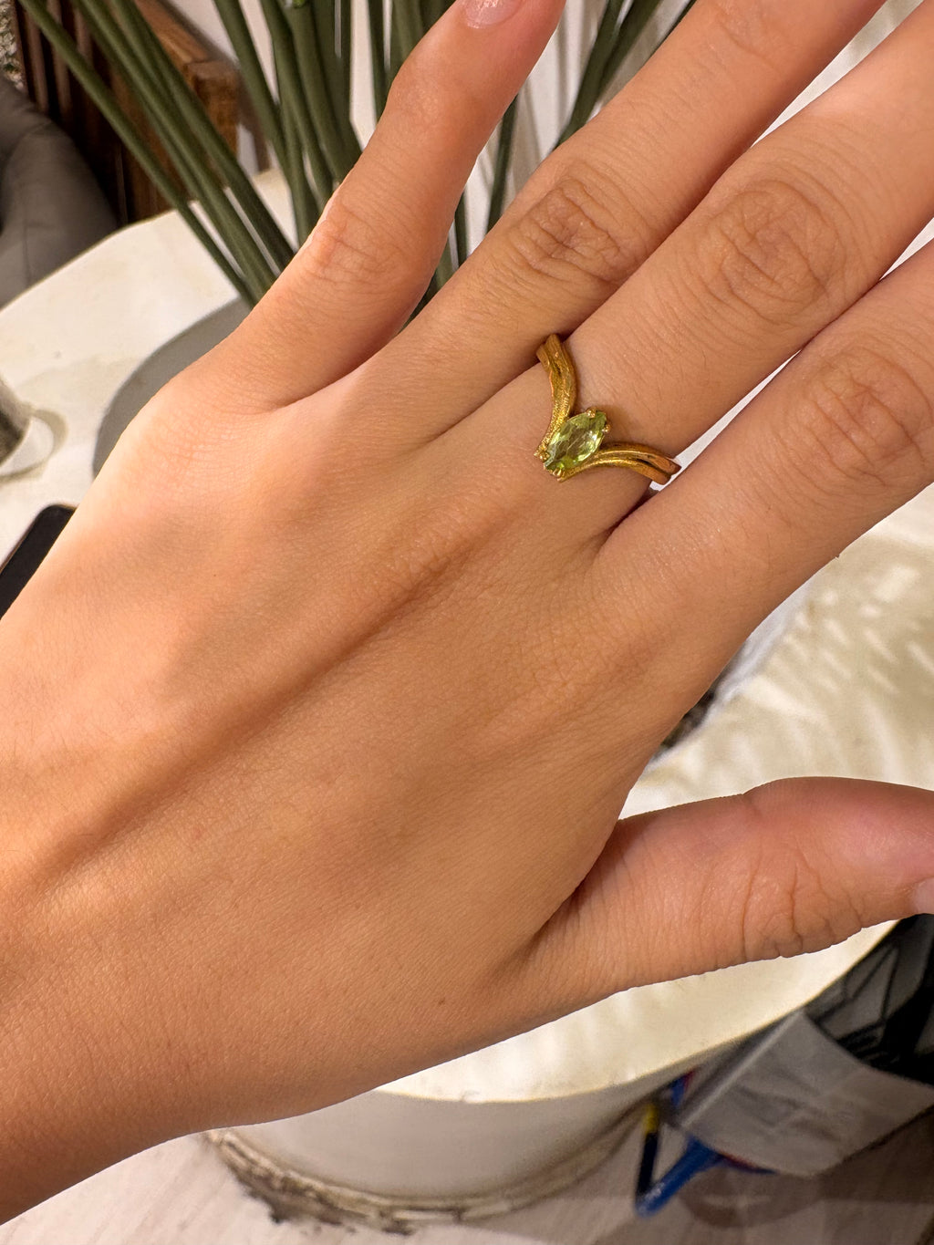 Green stone ring