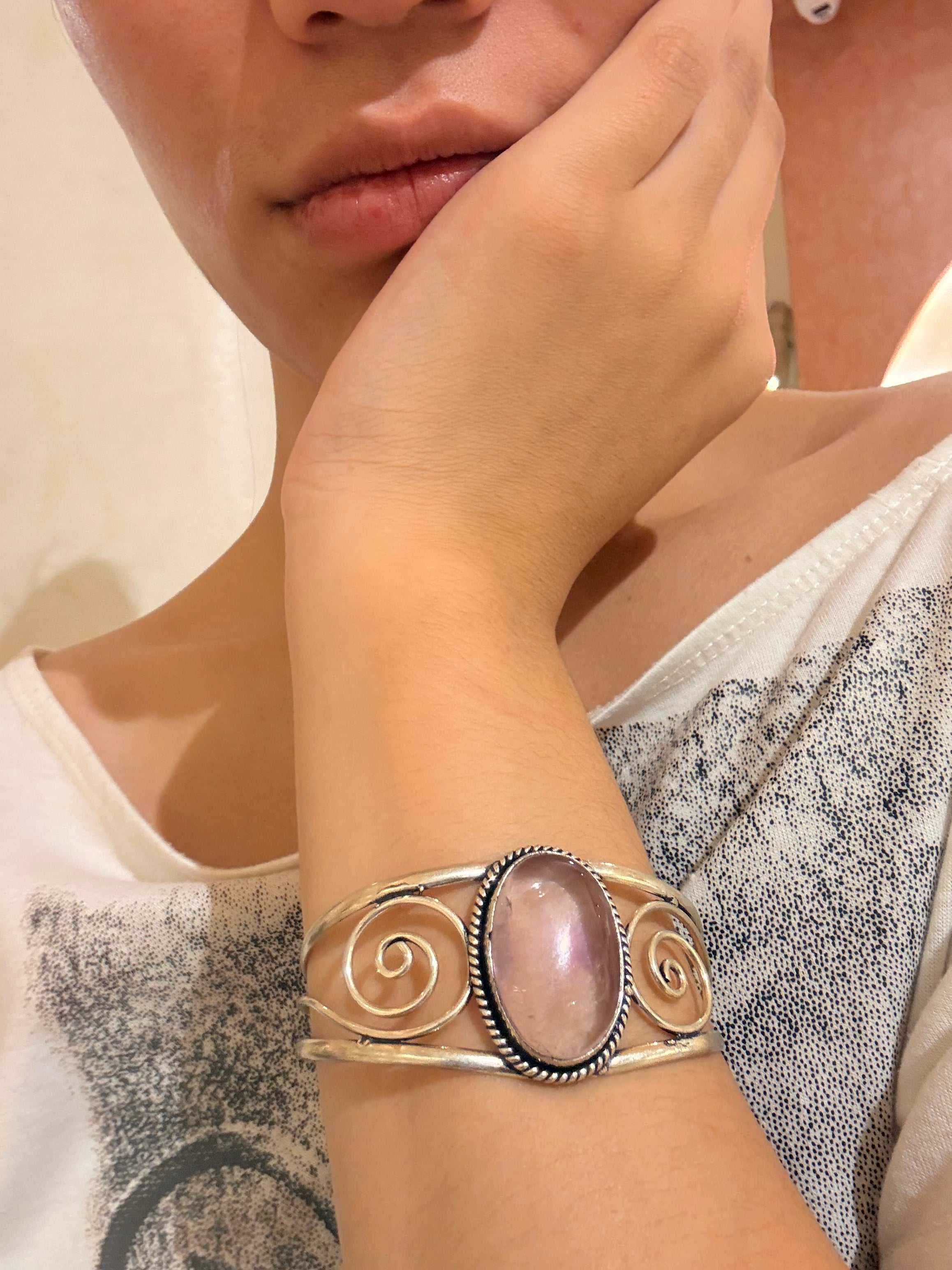 Clear purple stone arm cuff
