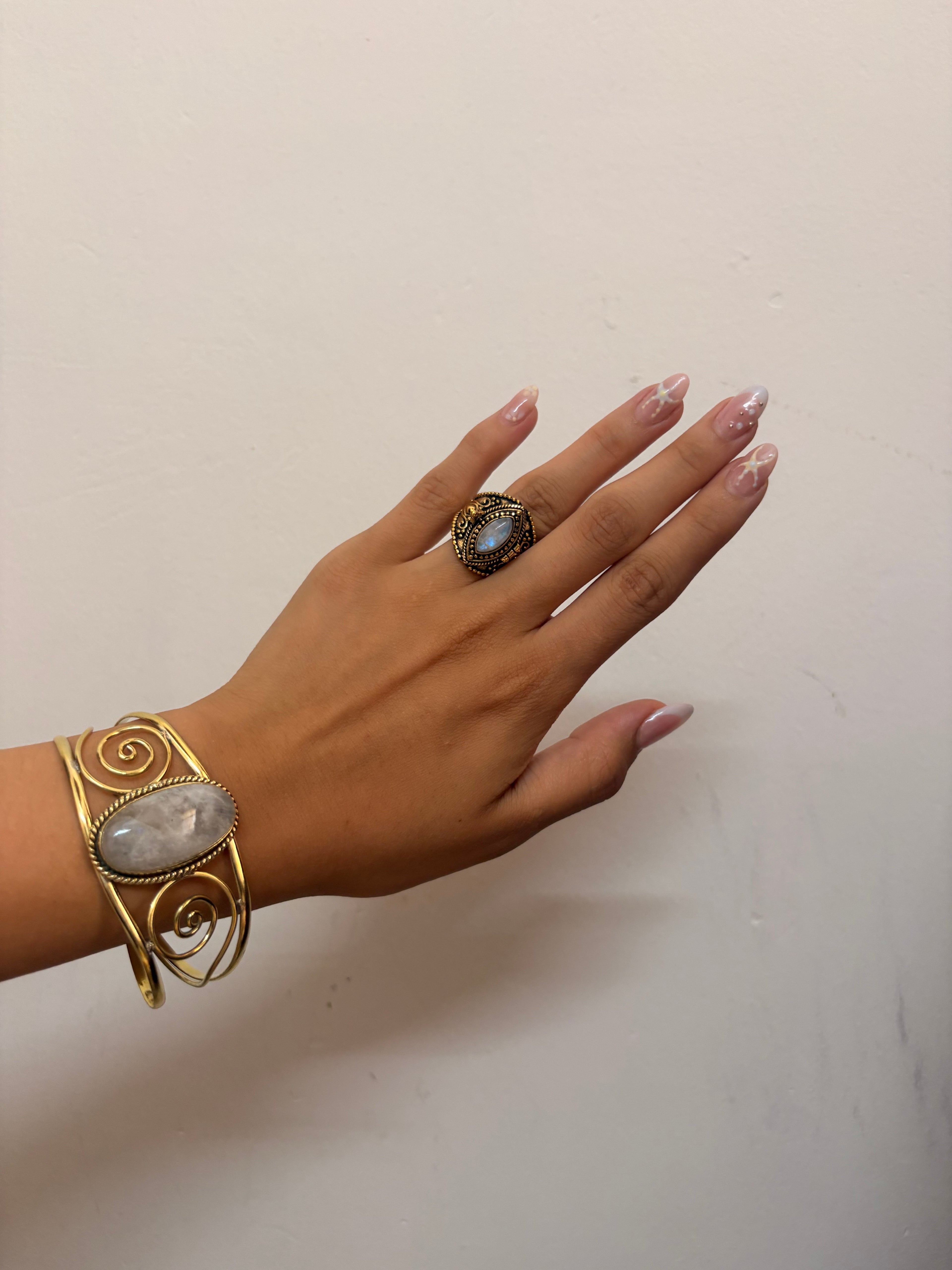 Arm cuff and hand cuff  natural stones