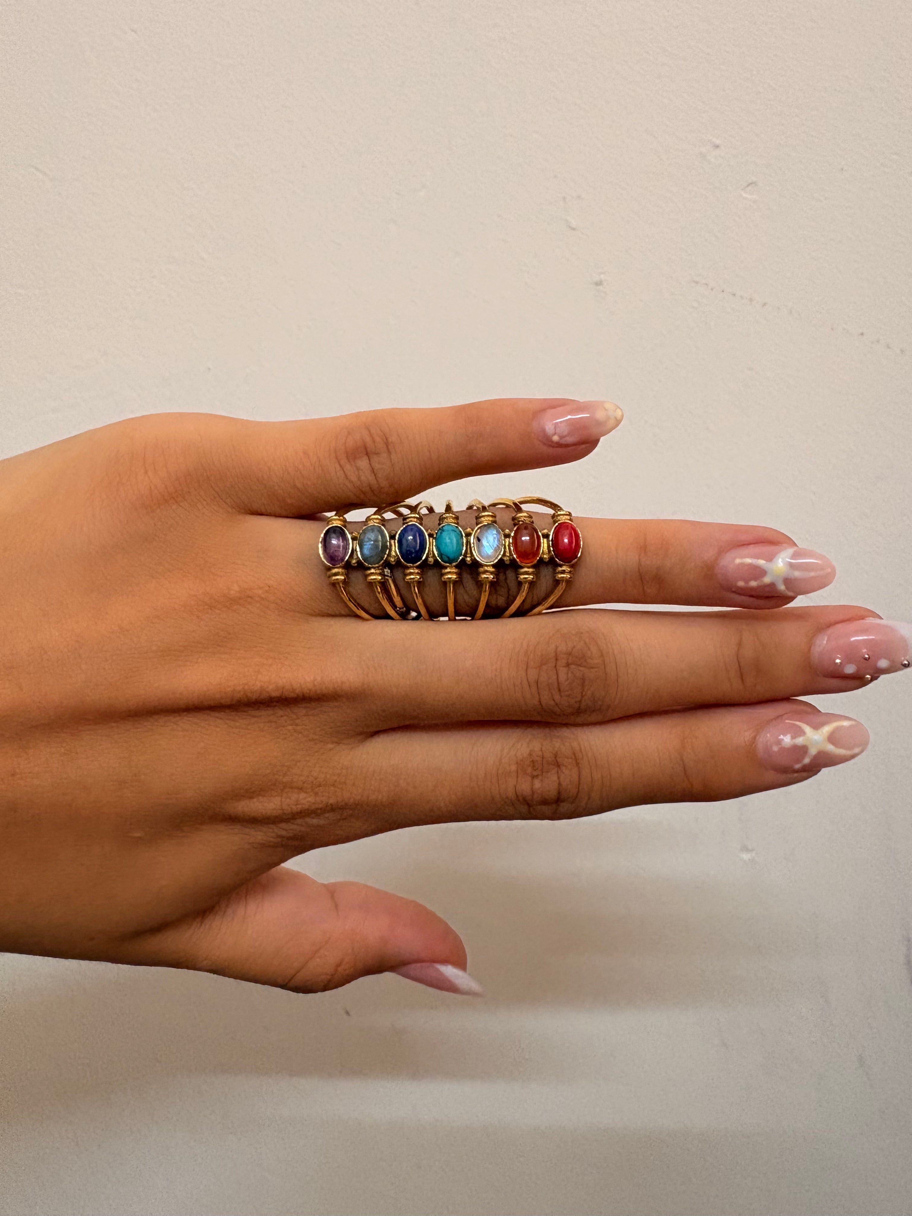 Multi colour stone ring