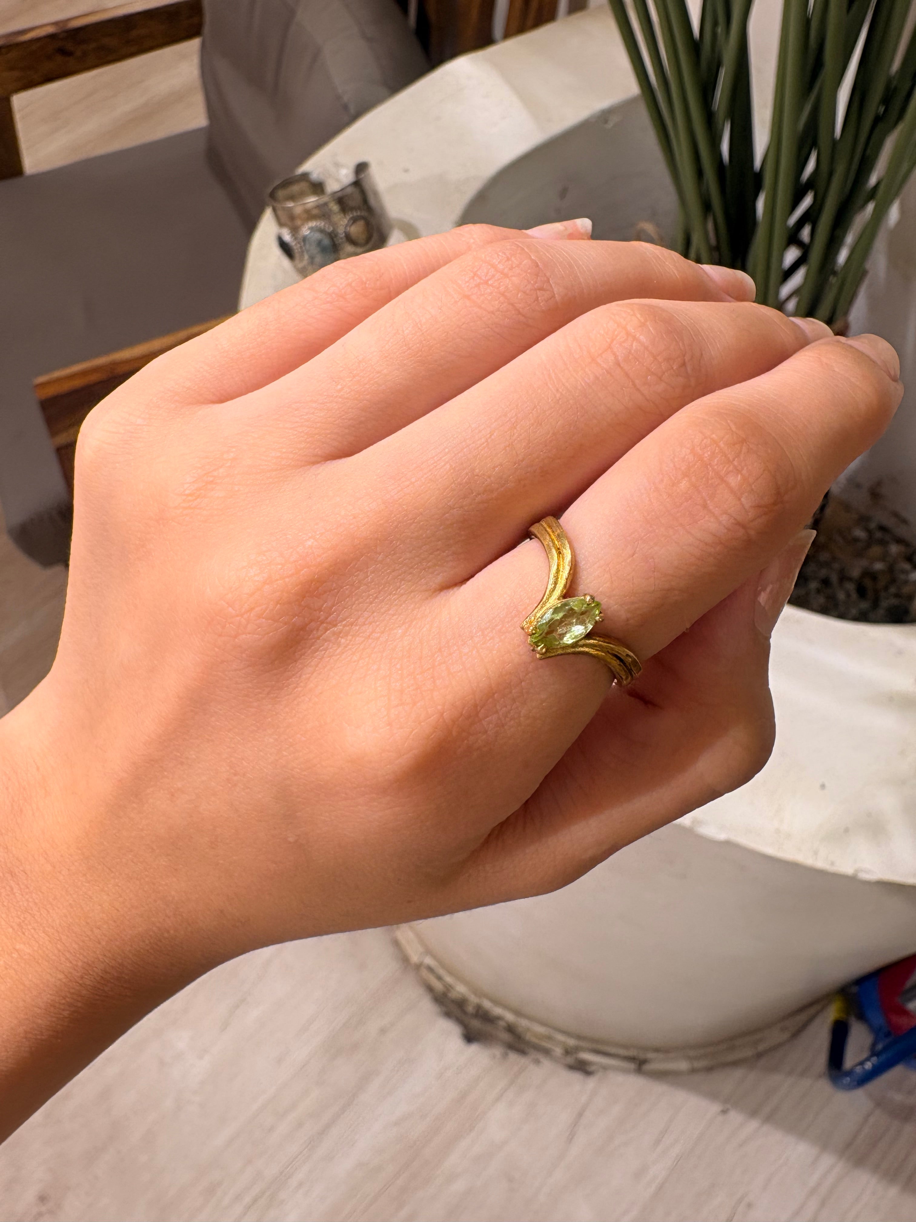 Green stone ring