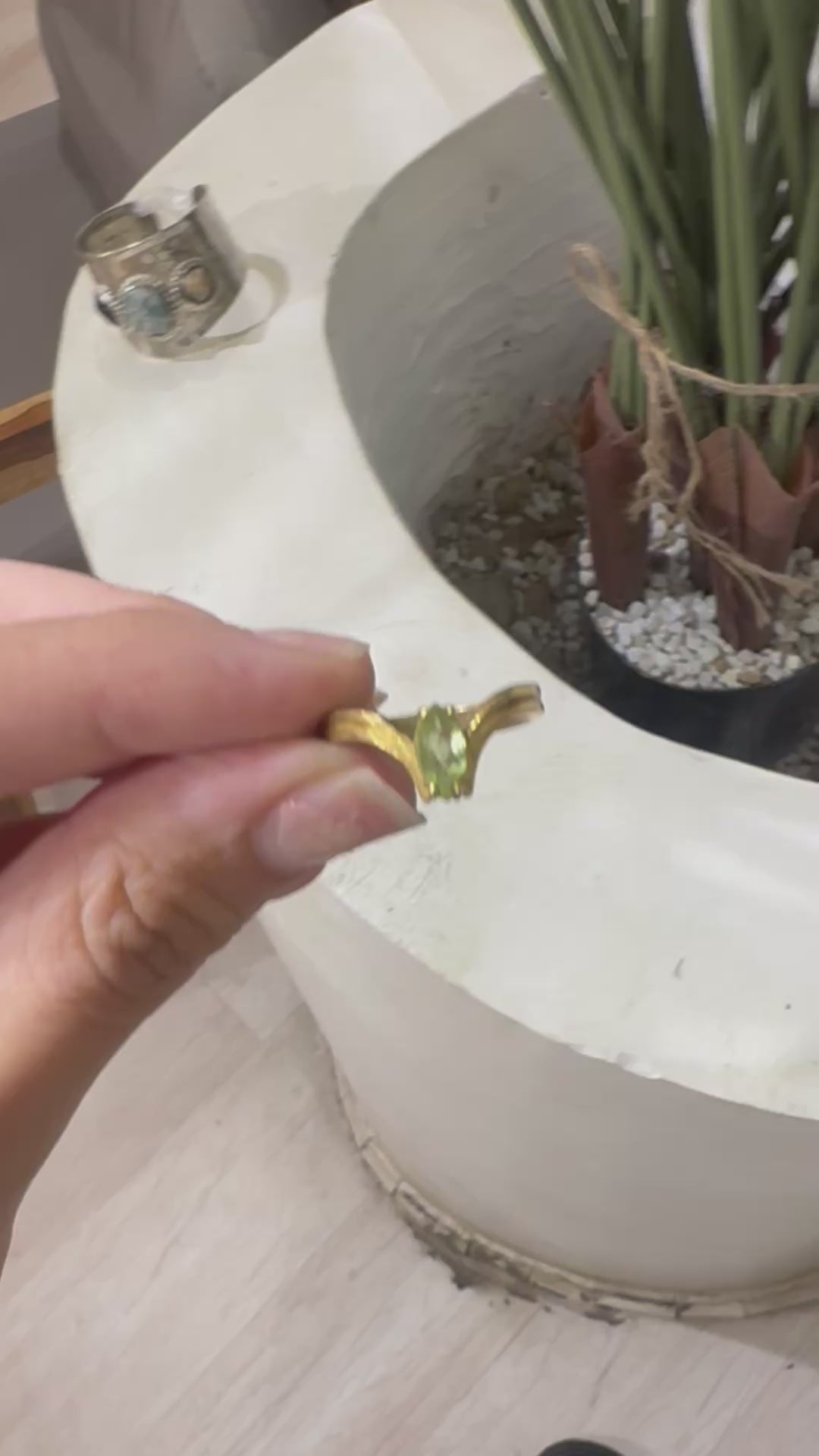 Green stone ring